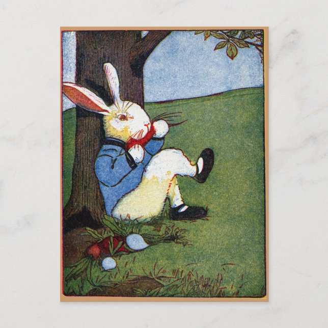Carte Postale Rabbit Manger Légumes Sous Arbre (Devant)
