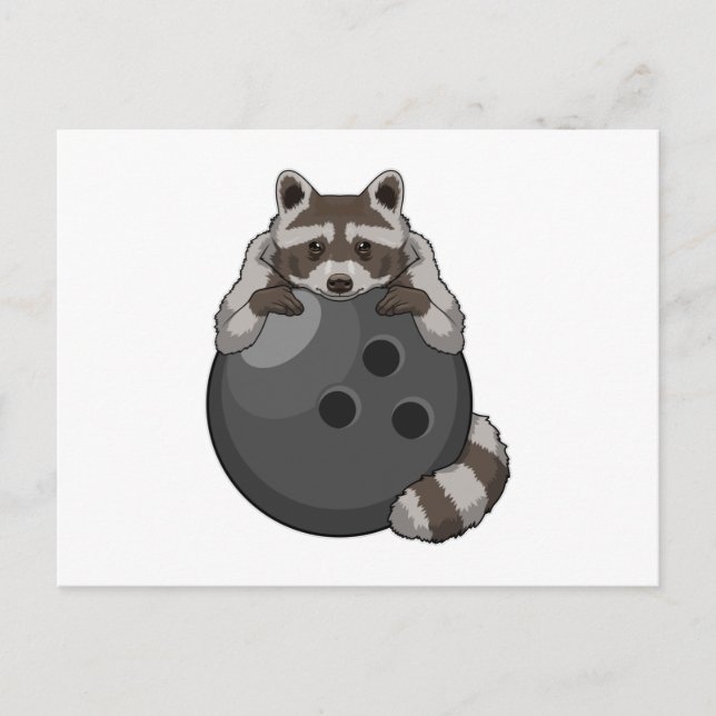 Carte Postale Raccoon à Bowling avec Bowling (Devant)