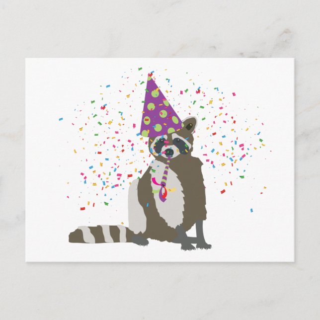 Carte Postale Raccoon - Animaux ayant une fête (Devant)