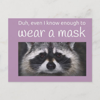 Carte Postale Raccoon Covid demande le Masque par Funnycomb