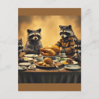 Carte Postale Raccoon Family Thanksgiving