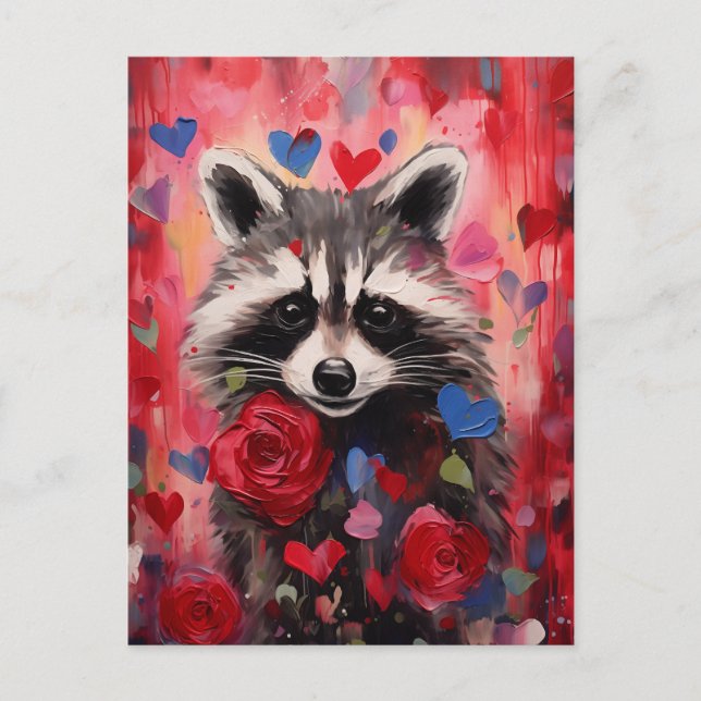 Carte Postale Raccoon Hearts Love (Devant)