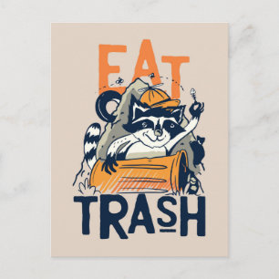 Carte Postale Raccoon Manger des ordures