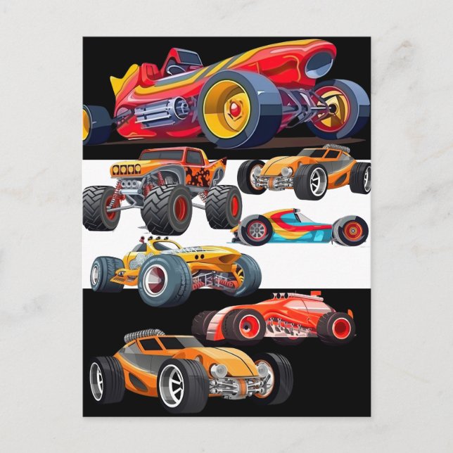 Carte Postale Race Car Monster Truck Cars Conception de course (Devant)