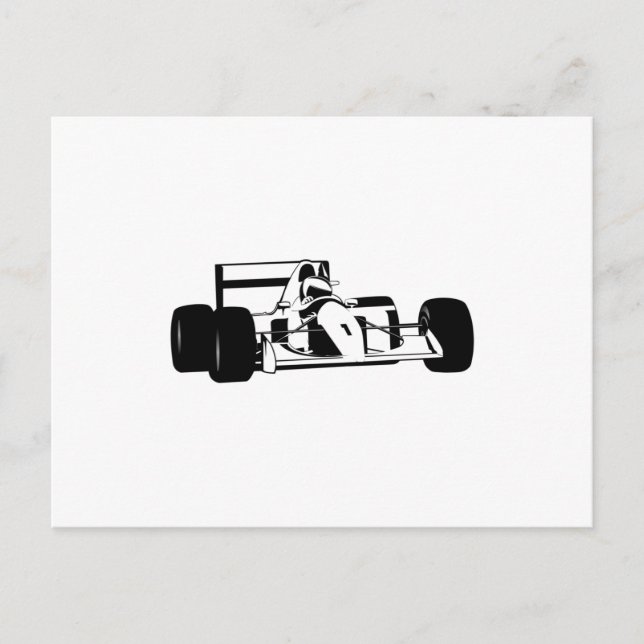 Carte Postale Race Car Silhouette noir et blanc (Devant)