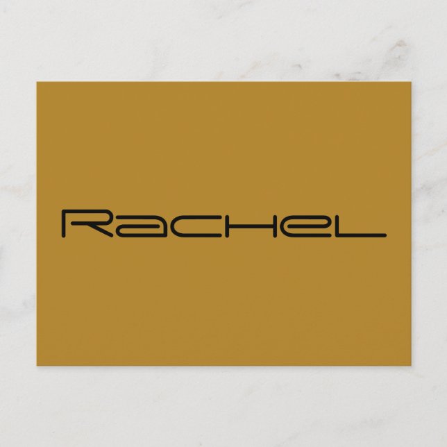 Carte Postale Rachel caractère de la police géométrique noire or (Devant)