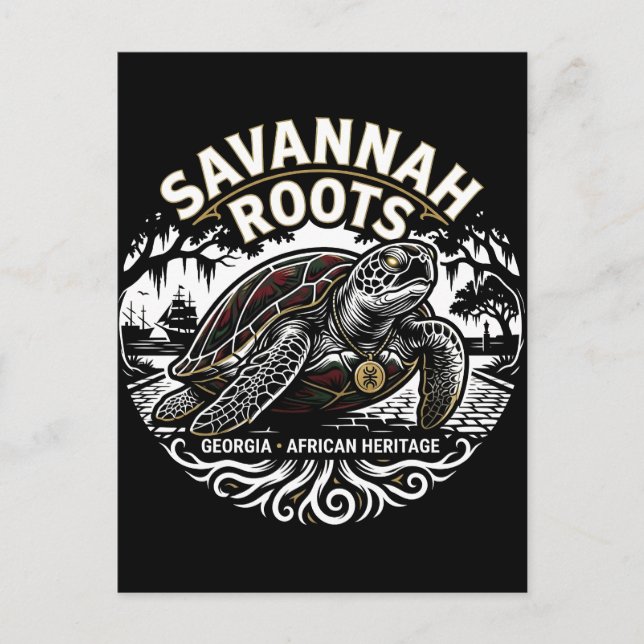 Carte Postale Racines de Savannah Tortue de mer Fierté de l'héri (Devant)