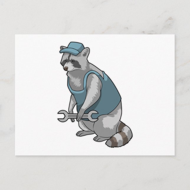 Carte Postale Racoon comme artisan avec une clé (Devant)