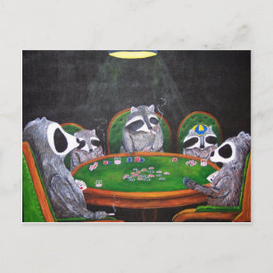 Carte Postale Racoons Jouer Au Poker