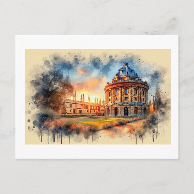 Carte Postale Radcliffe d'Oxford emblématique au coucher du sole (Devant)