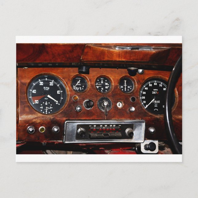 Carte Postale radio et instruments de voiture vintage (Devant)