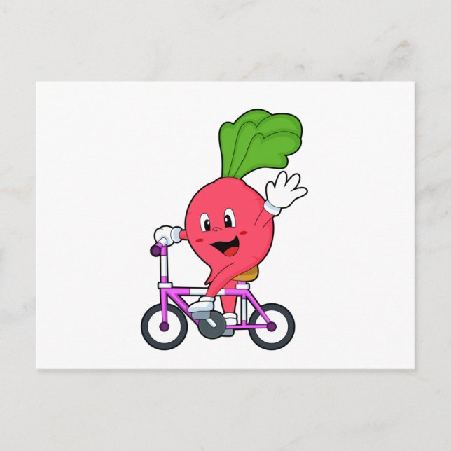 Carte Postale Radis avec Bicyclette (Devant)