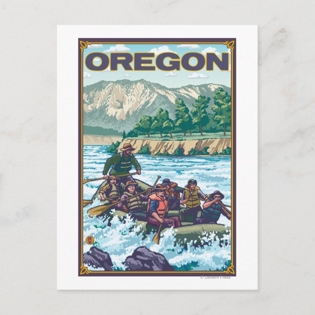Carte Postale Rafting en eau blanche - Poster Vintage voyage (Devant)