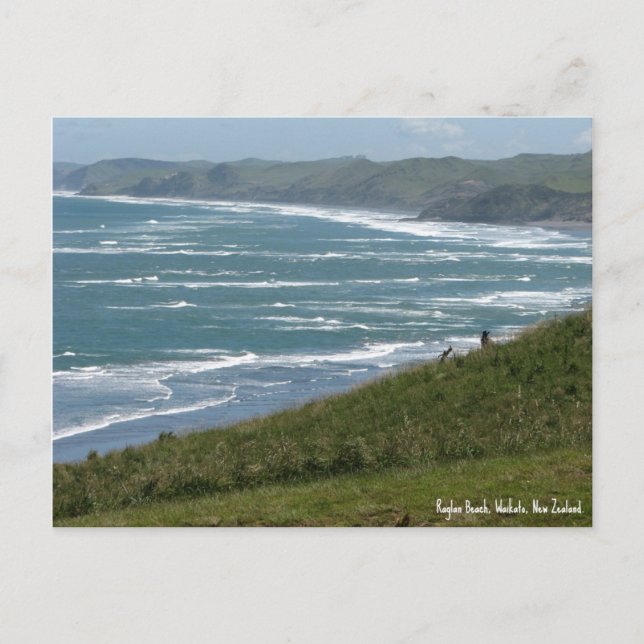 Carte postale, Raglan Beach, Nouvelle-Zélande (Devant)