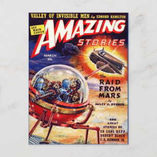 Carte Postale Raid de Sci Fi vintage sur Mars