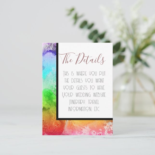 Carte Postale Rainbow Alcok Aquarelle Détails du Mariage (Debout devant)