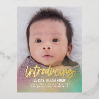 Carte postale Rainbow Baby Foil Faire-part de nais