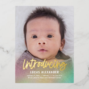 Carte postale Rainbow Baby Foil Faire-part de nais