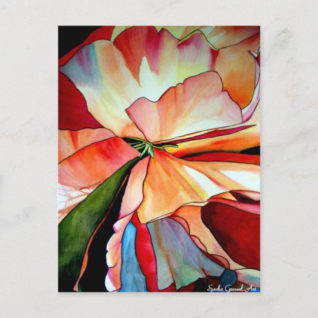 Carte Postale Rainbow Begonia flower watercolour original (Devant)