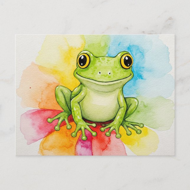 Carte postale Rainbow Bloom Frog pour le post-croi (Devant)