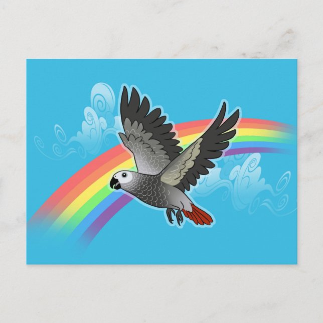 Carte Postale Rainbow bridge african grey parrot (Devant)