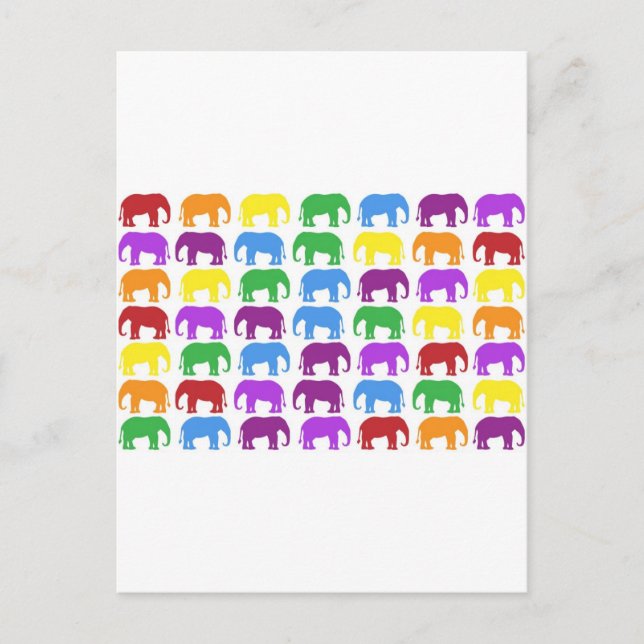 Carte Postale Rainbow Elephants Classy Designer (Devant)