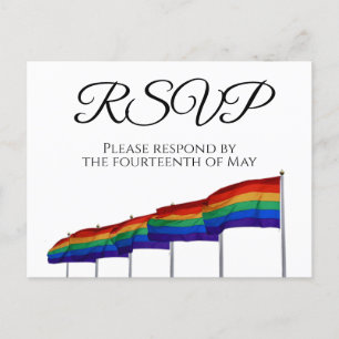 Carte Postale Rainbow Flags Mariage Gay pride RSVP