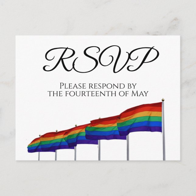 Carte Postale Rainbow Flags Mariage Gay pride RSVP (Devant)