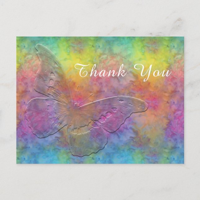 Carte Postale [Rainbow Frost] Tie-Dye Multi-Couleurs avec Papill (Devant)
