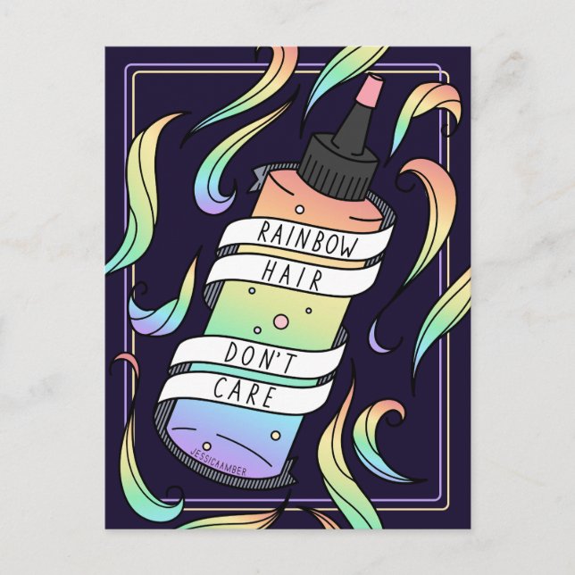 Carte Postale Rainbow Hair Pastel Dye Bottle Dark Girl (Devant)
