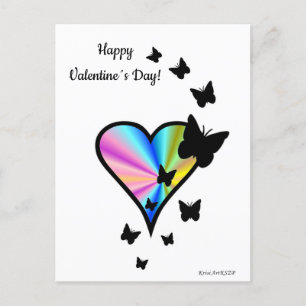 Carte Postale Rainbow heart and Butterfly