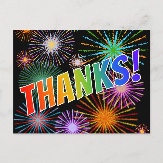 Carte Postale Rainbow Look "MERCI!", Motif inspiré par Fireworks (Devant)