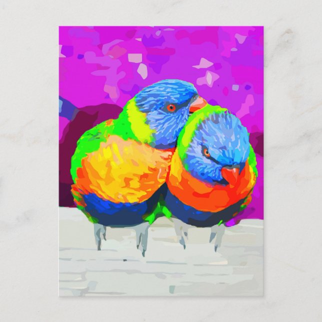 Carte Postale Rainbow Lorikeets Inséparables Couple (Devant)
