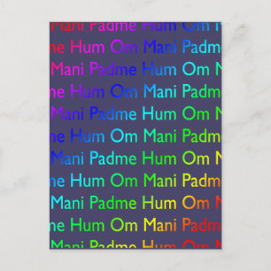 Carte Postale Rainbow Om Mani Padme Hum sur violet