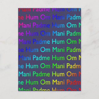 Carte Postale Rainbow Om Mani Padme Hum sur violet