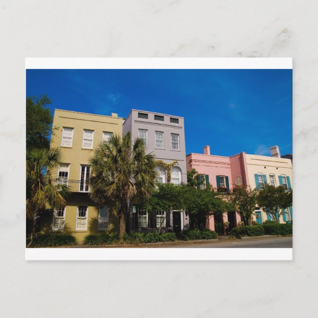 Carte Postale Rainbow Row Charleston, SC (Devant)