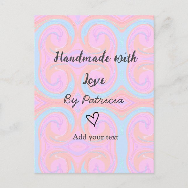 Carte Postale Rainbow scintille fait main avec amour ajouter nom (Devant)