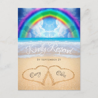 Carte postale Rainbow Sky Beach Wedding RSVP