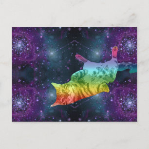 Carte Postale Rainbow Space Kitty Chat en Galaxie