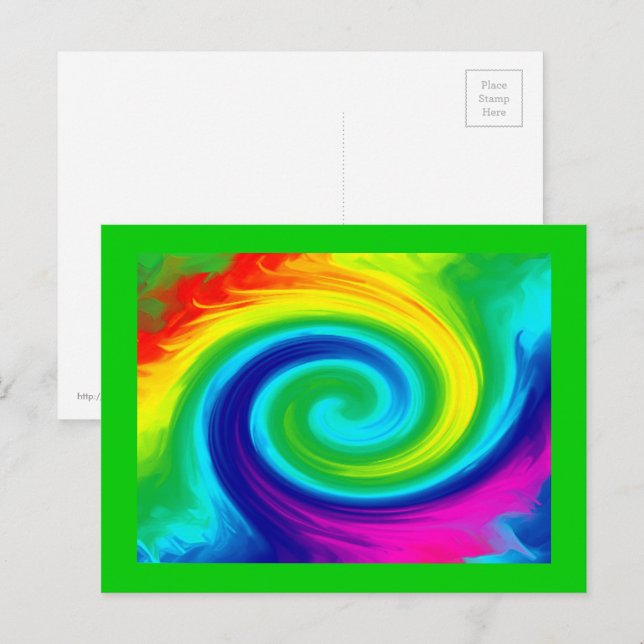 Carte Postale Rainbow Swirl Art Design Abstrait (Devant / Derrière)