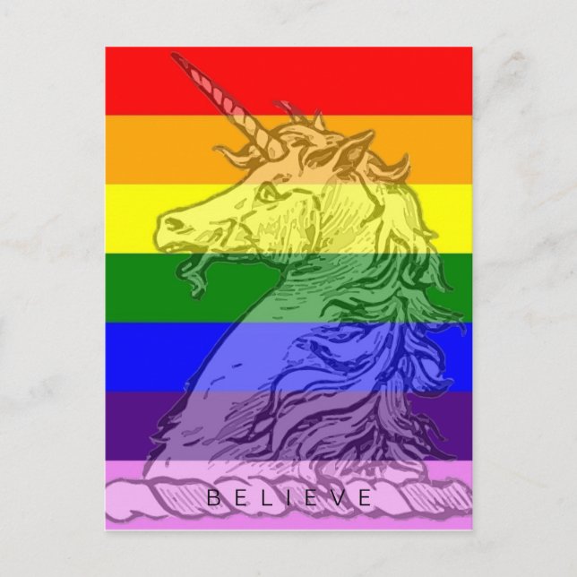 Carte Postale Rainbow Unicorn Magical LGBT Gay pride (Devant)