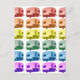 Carte Postale Rainbow Watercolor Camper Trailers RV