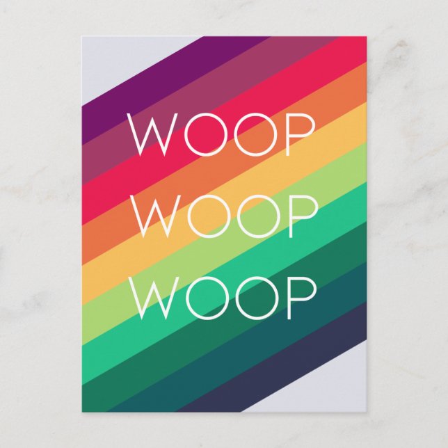 Carte Postale Rainbow Woop | Fête de la bande moderne Félicitati (Devant)