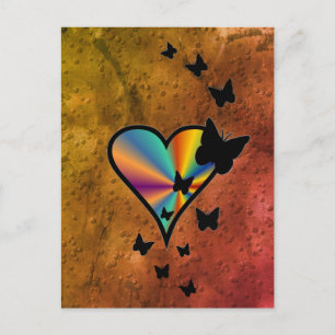 Carte Postale Rainbowheart et papillon