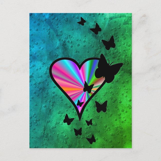 Carte Postale Rainbowheart et papillon (Devant)