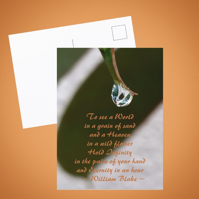 Carte Postale Raindrop sur la feuille pour voir la citation du m (Créateur téléchargé)