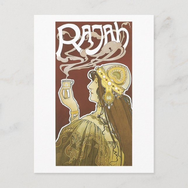Carte Postale Rajah Vintage publicité café (Devant)