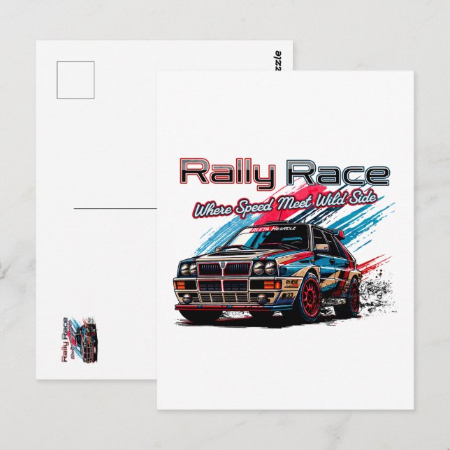 CARTE POSTALE RALLY RACE VINTAGE - LORSQUE LA VITESSE RENCONTRE  (Devant / Derrière)