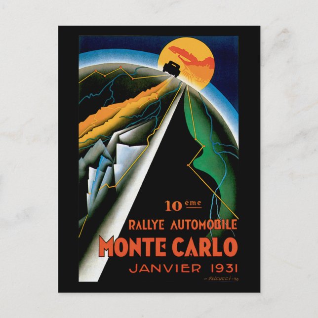 Carte Postale Rallye automobile Monte Carlo ~ Annonce automobile (Devant)
