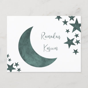 Carte Postale Ramadan Kareem croissant Islam moubarak stars